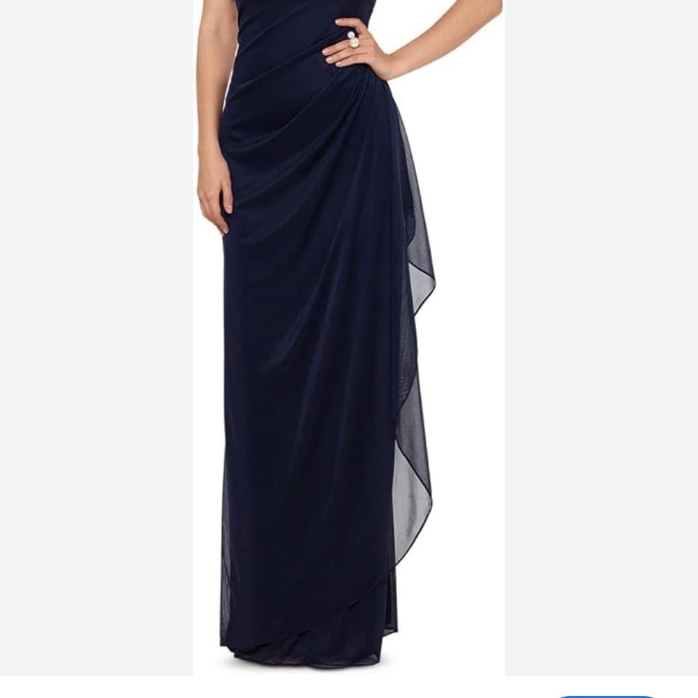 Exscape Beaded  Navy Blue Evening Gown long like new